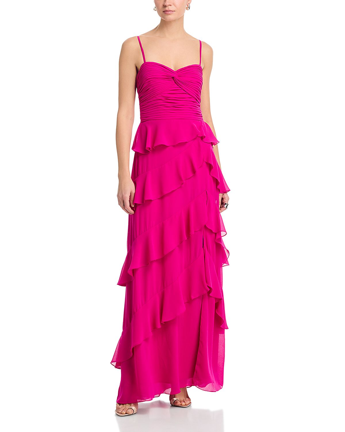 Aqua Chiffon Tiered Ruffled Dress - Exclusive