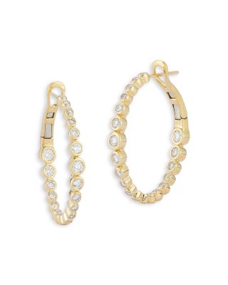 18K Gold Diamond Classic Oval Small Hoop Earrings