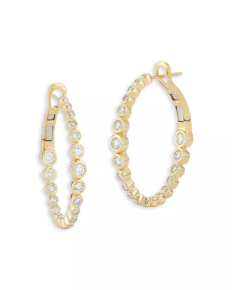 Walters Faith 18K Gold Diamond Classic Oval Small Hoop Earrings