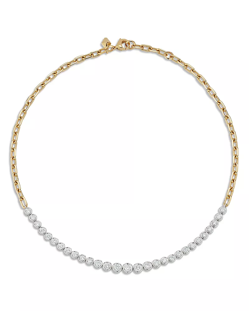 Walters Faith 18K White & Yellow Gold Bezel Diamond Graduated Collar Necklace, 16