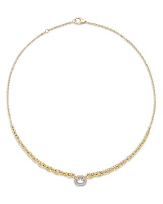 18K Yellow Gold Diamond Morrell Graduated Link Necklace, 16"