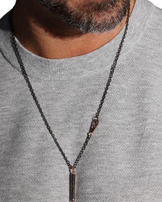 Sterling Silver & 18K Rose Gold Carrington Black Rhodium Chain Link Necklace, 24"