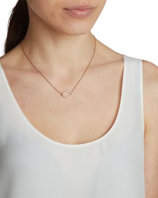 18K Yellow Gold Diamond & Rock Crystal Bell Hexagon Pendant Necklace, 16"