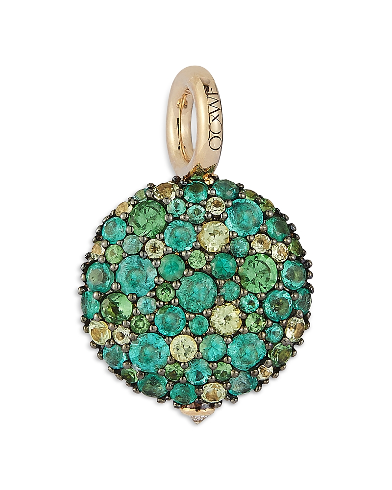 Walters Faith 18K Yellow Gold Green Emerald Oc X Wf Medium Pebble Charm