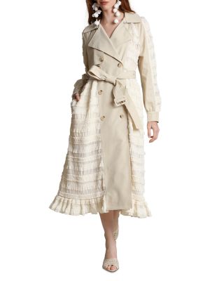 Mixed Media Feminine Trench Coat