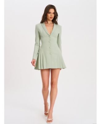Delia Long Sleeve Blazer Dress with Pleated Detail