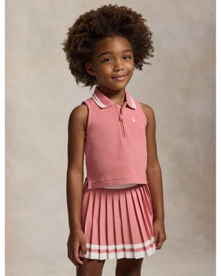 Girls' Stretch Mesh Half-Zip Boxy Polo Shirt - Little Kid