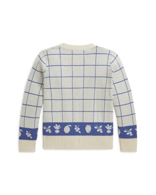 Girls' Windowpane Cotton V Neck Cardigan - Little Kid