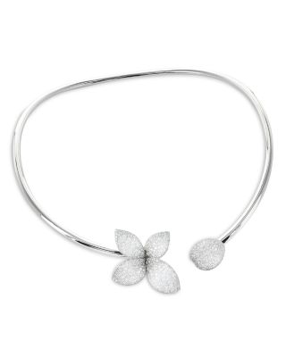 18K White Gold Giardini Segreti Diamond Pav&eacute; Flower Collar Necklace, 16"