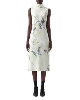 Watercolor Floral Bias Midi Dress