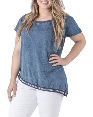 Asymmetrical Hem Indigo Knit Top