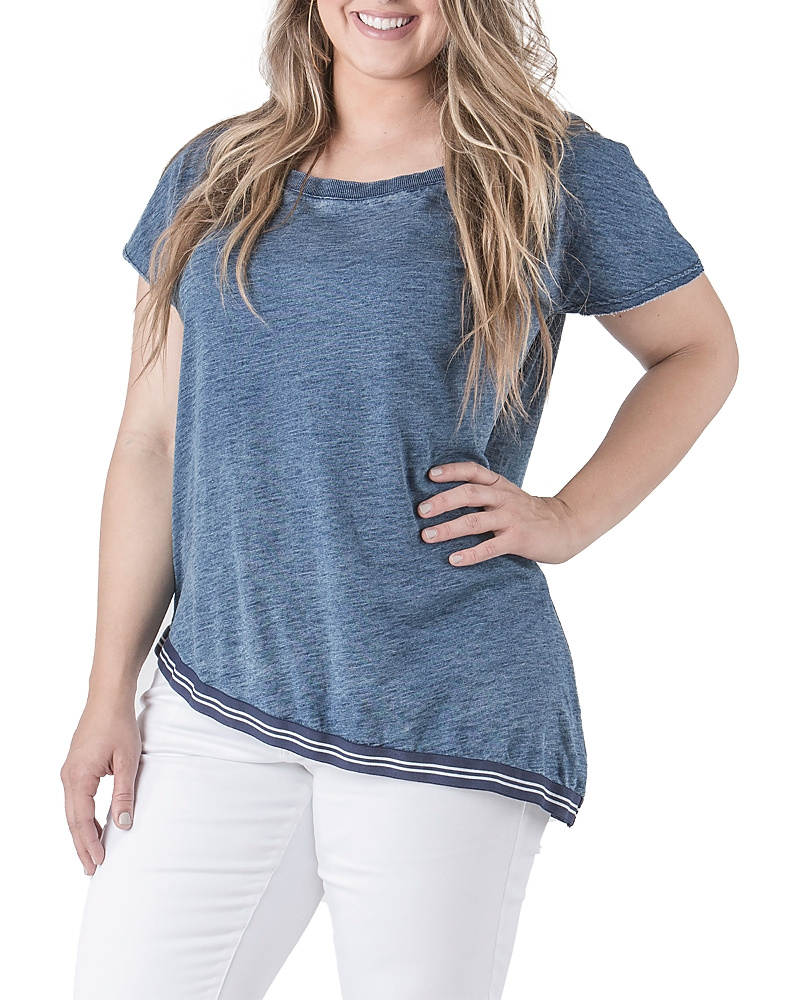 standards & practices Plus Asymmetrical Hem Indigo Knit Top