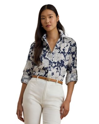 Relaxed Fit Floral Linen Shirt
