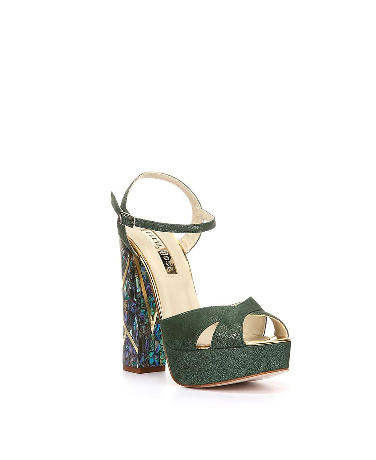 Freya Rose Women's Cher Verde Ankle Strap Pearl Heel Sandal