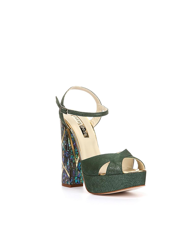 Freya Rose Women's Cher Verde Ankle Strap Pearl Heel Sandal
