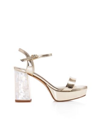  Women's Gigi Champagne Pearl Heel Sandal