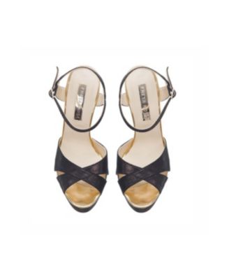  Women's Cleopatra Noir Ankle Strap Pearl Heel Sandal