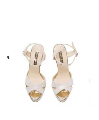  Women's Ankle Strap Pearl Platform Heel Sandal