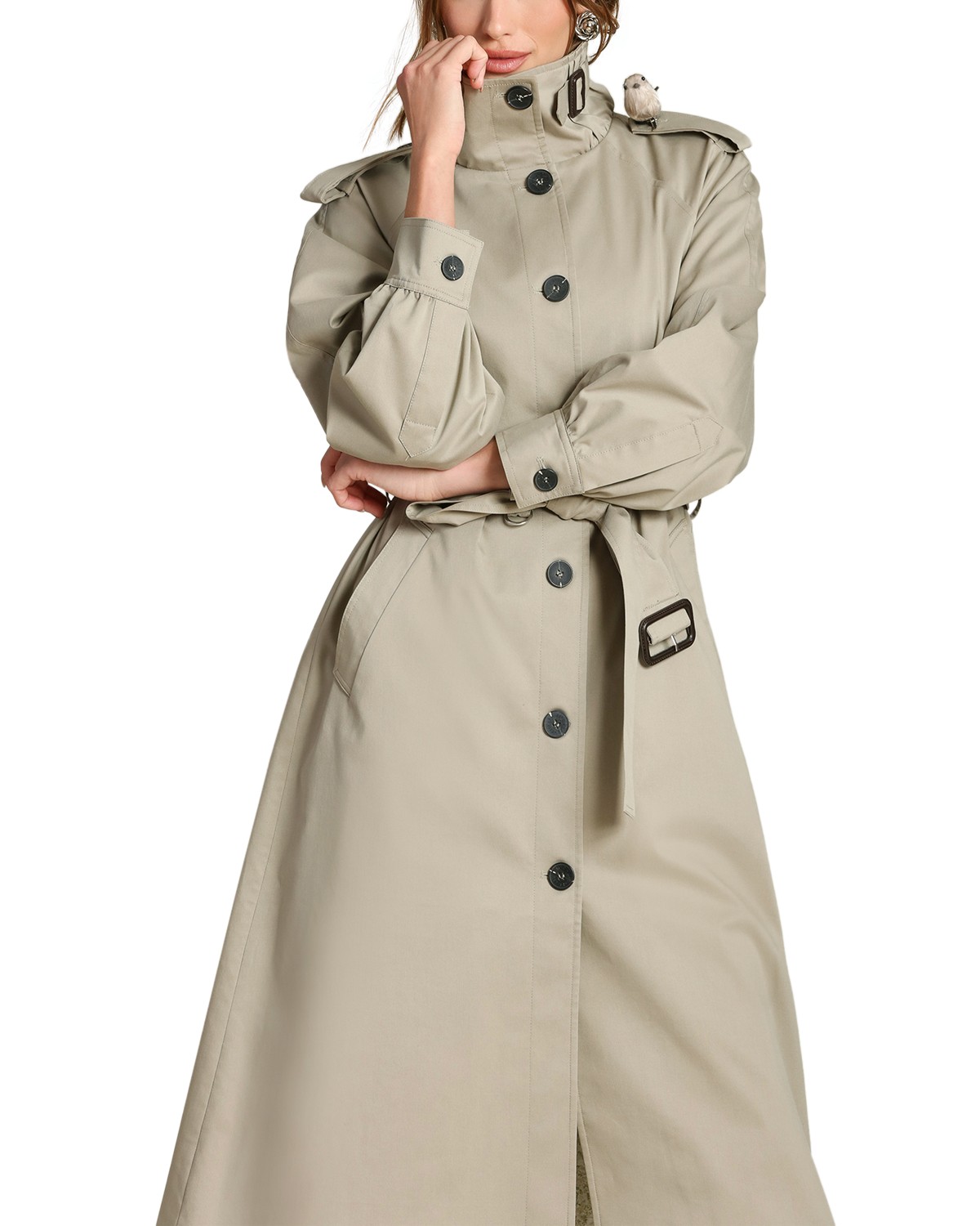 Funnel Neck Maxi Trench Jacket