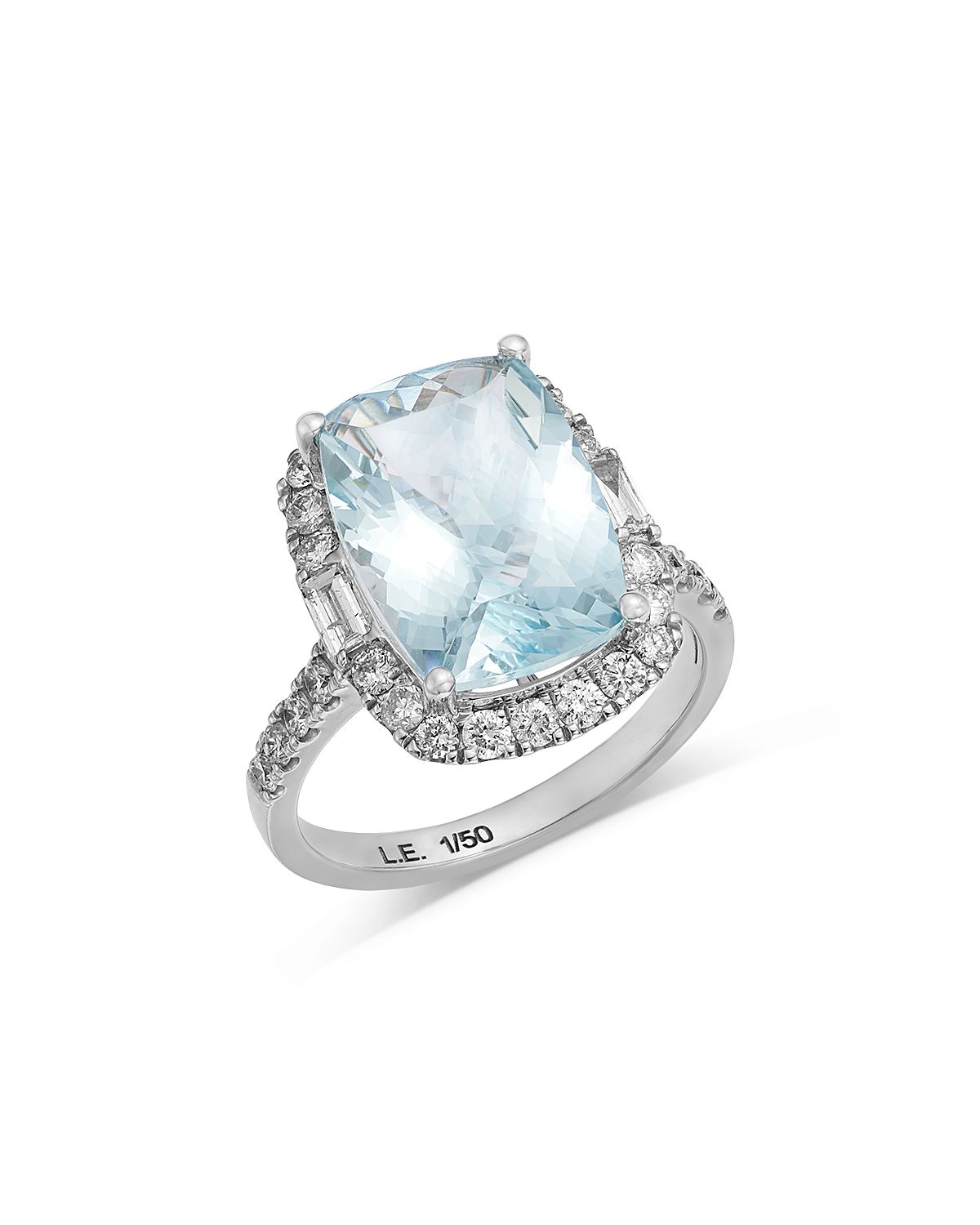 Bloomingdale's Fine Collection Limited Edition Aquamarine & Diamond Cushion Cut Aquamarine Halo Ring