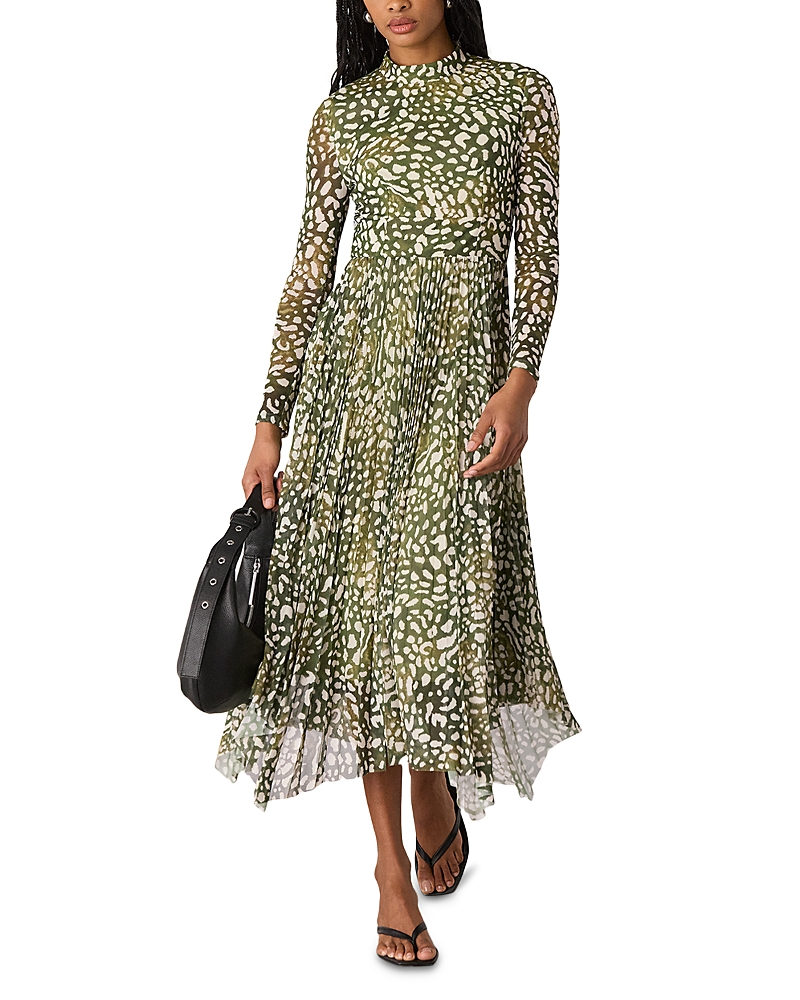 Whistles Animal Print Mesh Dress