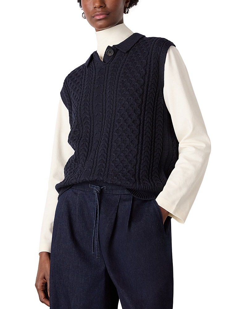 Whistles Wool Blend Cable Detail Knit Tank