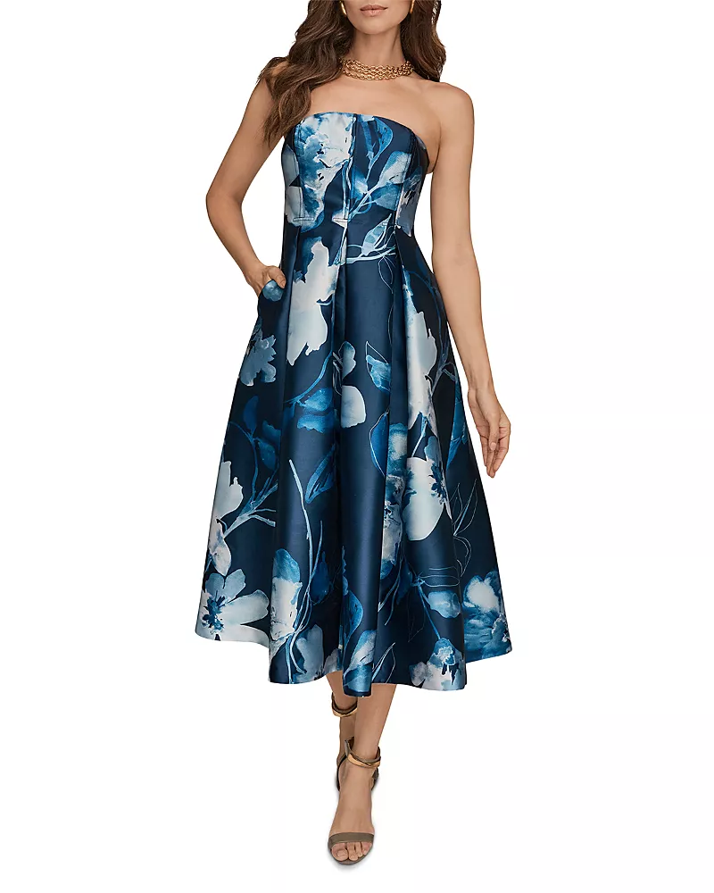 Donna Karan Strapless Midi Dress
