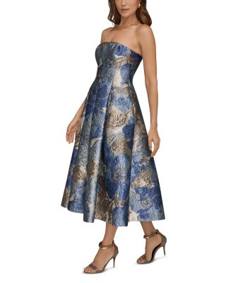 Strapless Jacquard Midi Dress