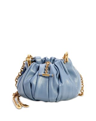 Pliss&eacute; Chain Shoulder Bag in Pleated Leather