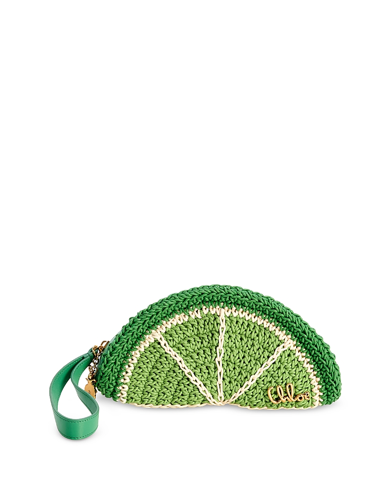 Chloe Lime Crochet Cotton Pouch