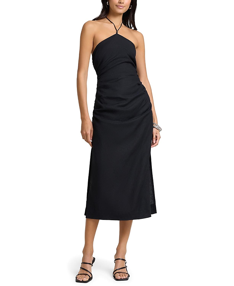 Onia Air Linen Ruched Halter Dress