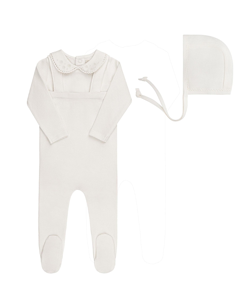 Ely's & Co. Unisex Embroidered Collar Collection Bodysuit, Overalls and Bonnet Set - Baby