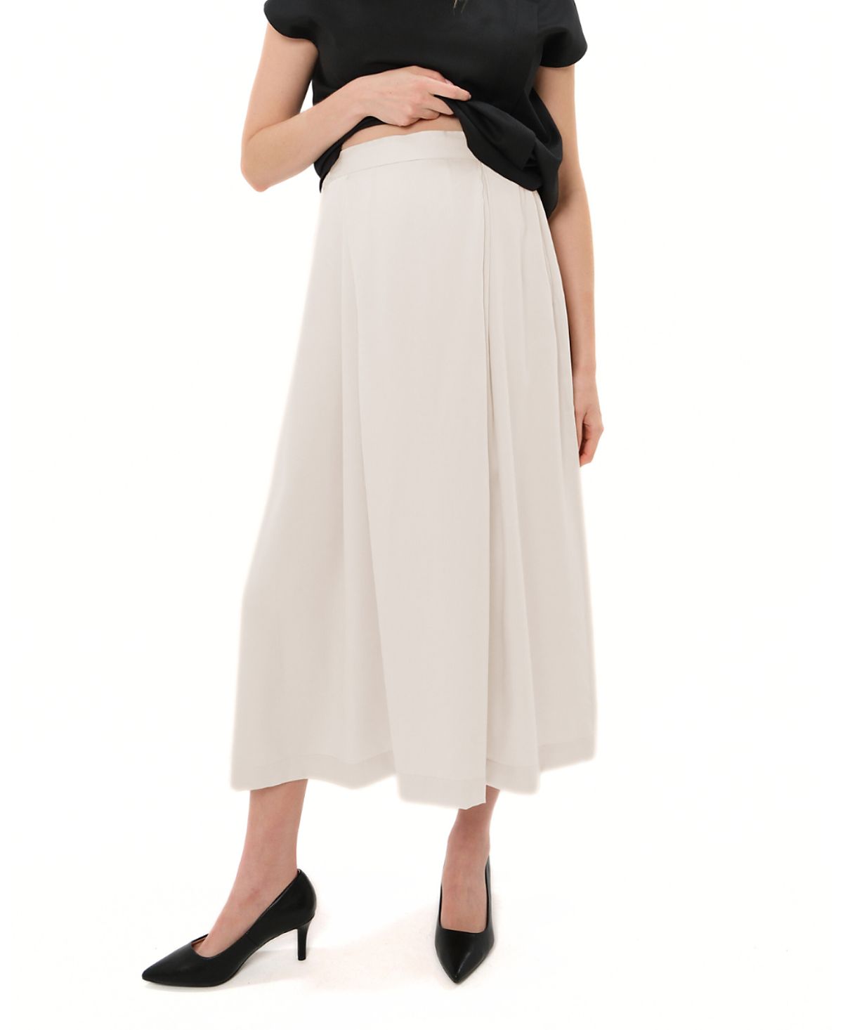 Marion Women's Over-Under Bump Pleated Tencel Maternity Maxi Skirt