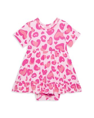 Posh Peanut Girls' Love Leopard Ruffled Twirl Bodysuit - Baby