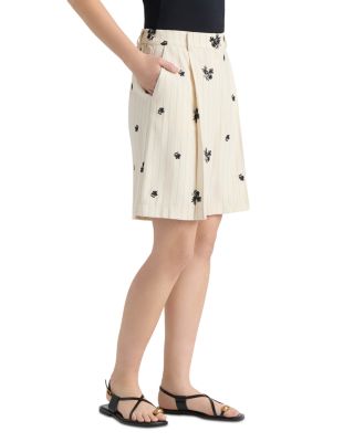 Embroidered Stripe Bermuda Shorts