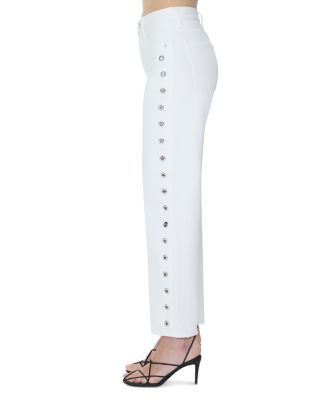 Lexi Mid Rise Bowed Straight Jeans in Vivid White