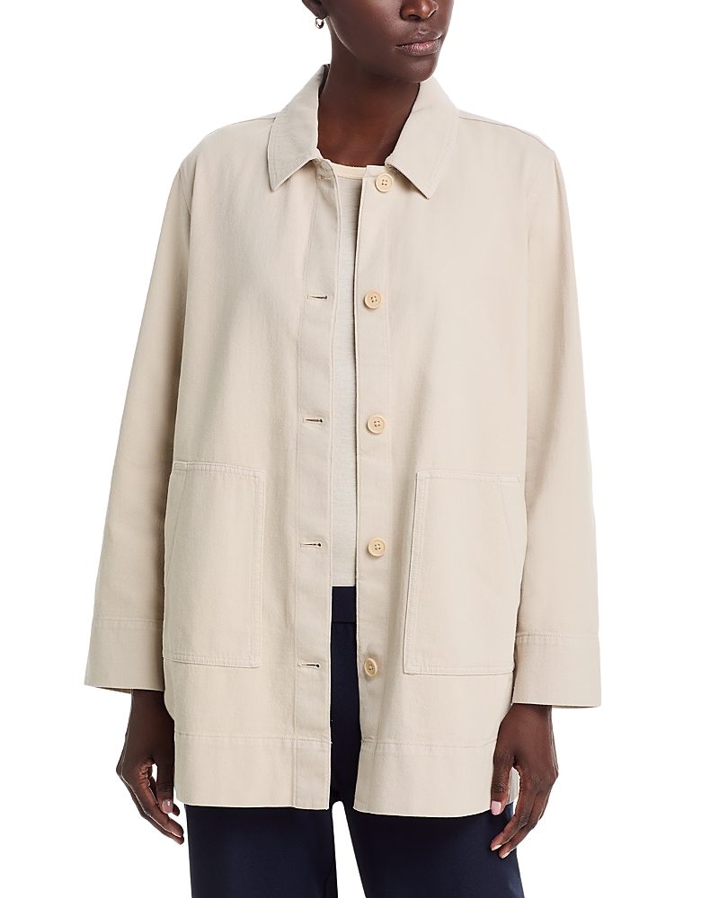 Eileen Fisher Garment Dyed Utility Classic Collar Long Jacket