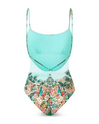 Straight Neck One Piece Swimsuit