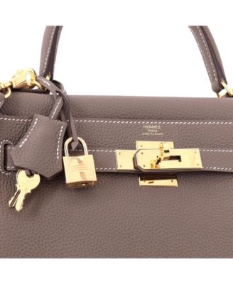 Kelly 28 Handbag Grey Togo with Gold Hardware