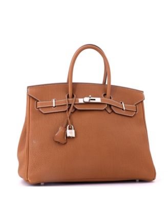 Birkin 35 Handbag Brown Fjord with Palladium Hardware
