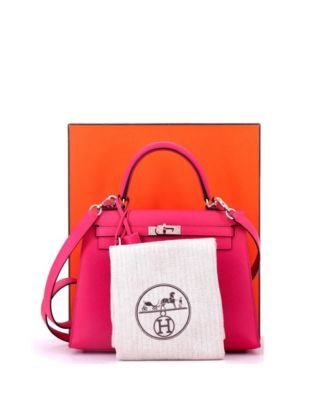 Kelly 25 Handbag Pink Epsom with Palladium Hardware