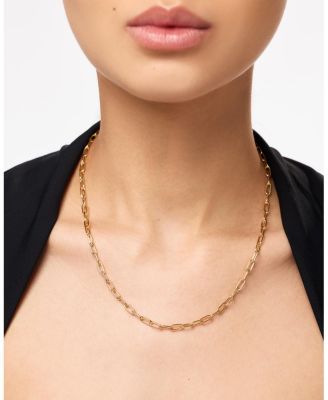 Solid Yellow Gold Large Paperclip Necklace