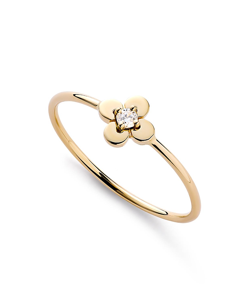 Ana Luisa Solid Yellow Gold Mini Lab-Grown Diamond Flower Ring