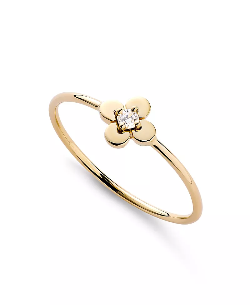 Ana Luisa Solid Yellow Gold Mini Lab-Grown Diamond Flower Ring