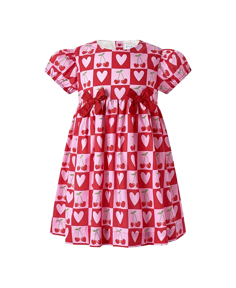 Rachel Riley Girls' Cherry Heart Bow Dress - Little Kid, Big Kid
