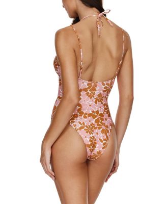 Summer Memories Deep Plunge Cut Out Halter One Piece
