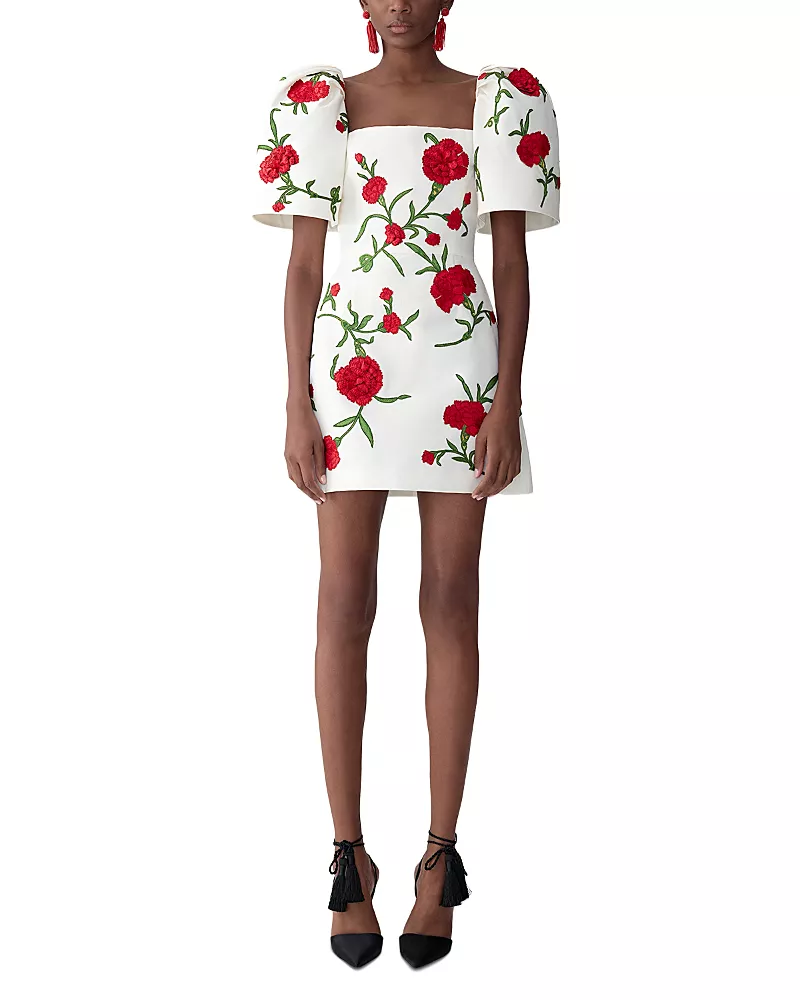 Carolina Herrera Silk Square Neck Mini Dress