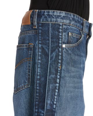 Side Detail Wide Leg Jeans in Dark Blue