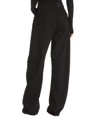 Mid Waist Laser Boucl&eacute; Relaxed Curve Jeans in Black