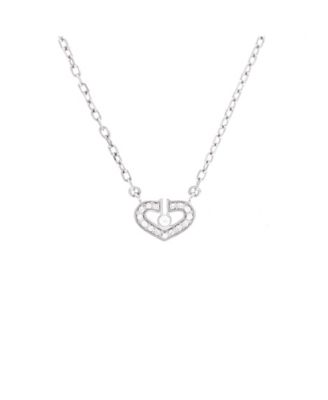 C Heart de Cartier Pendant Necklace 18K White Gold with Diamonds, 17.25"